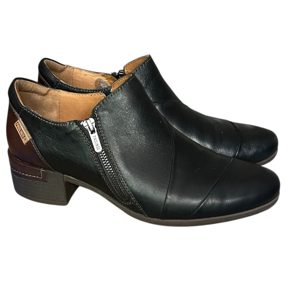 PIKOLINOS Malaga Black/Brown Leather Shoe sz 40 (9-9.5) Comfort Business Casual